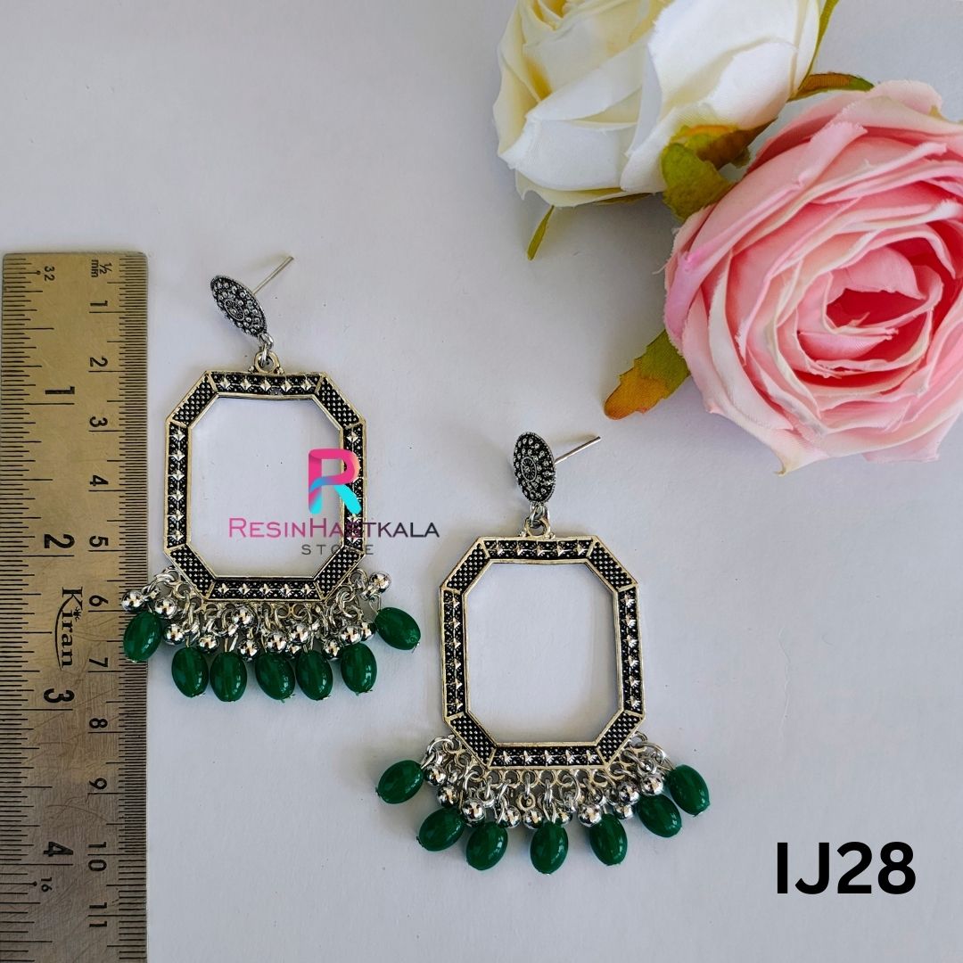 Silver Earring Bezel/Jumkha With Beads (IJ28)
