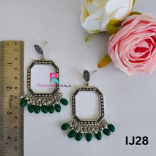 Silver Earring Bezel/Jumkha With Beads (IJ28)