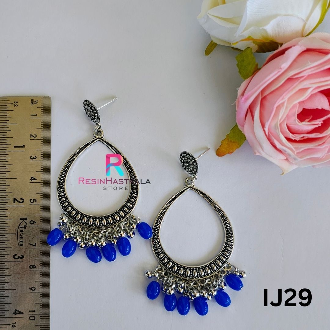 Silver Earring Bezel/Jumkha With Beads (IJ29)