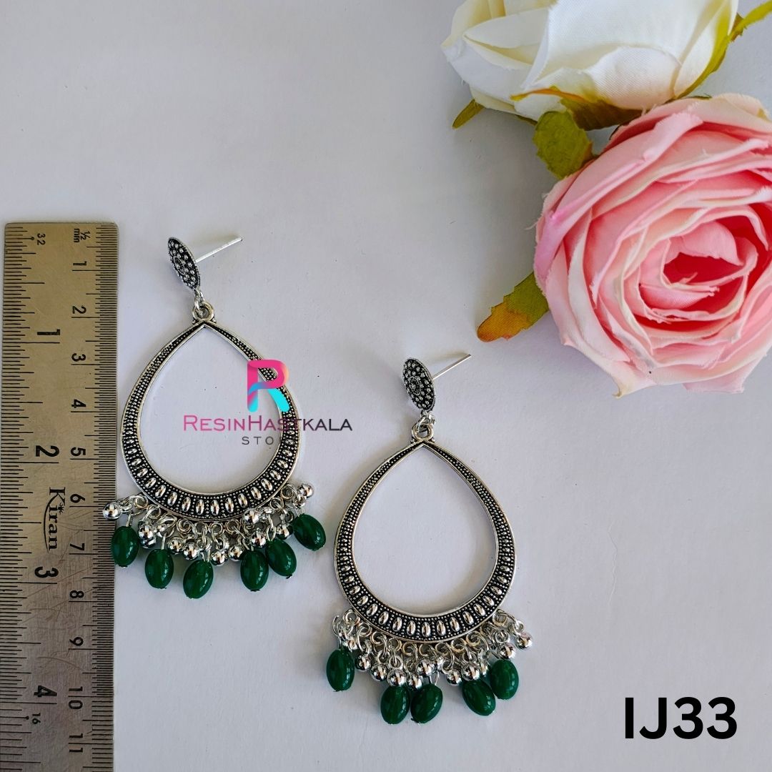 Silver Earring Bezel/Jumkha With Beads (IJ33)