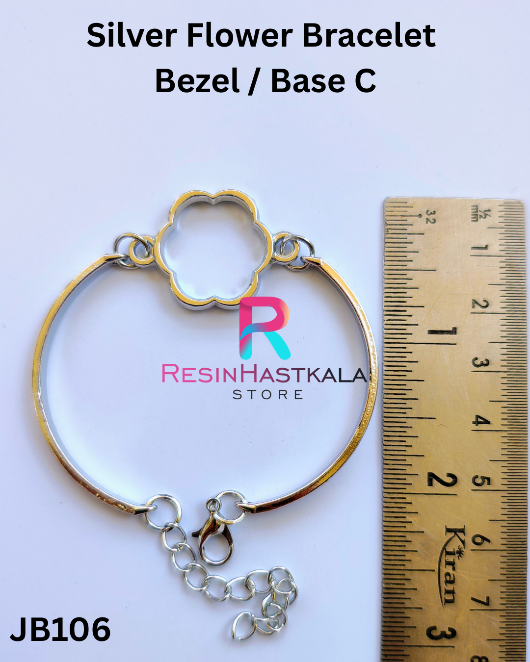 Silver Flower Bracelet  Bezel / Base C (imported quality)
