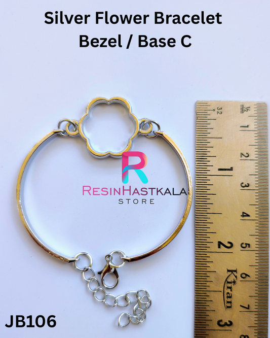 Silver Flower Bracelet  Bezel / Base C (imported quality)
