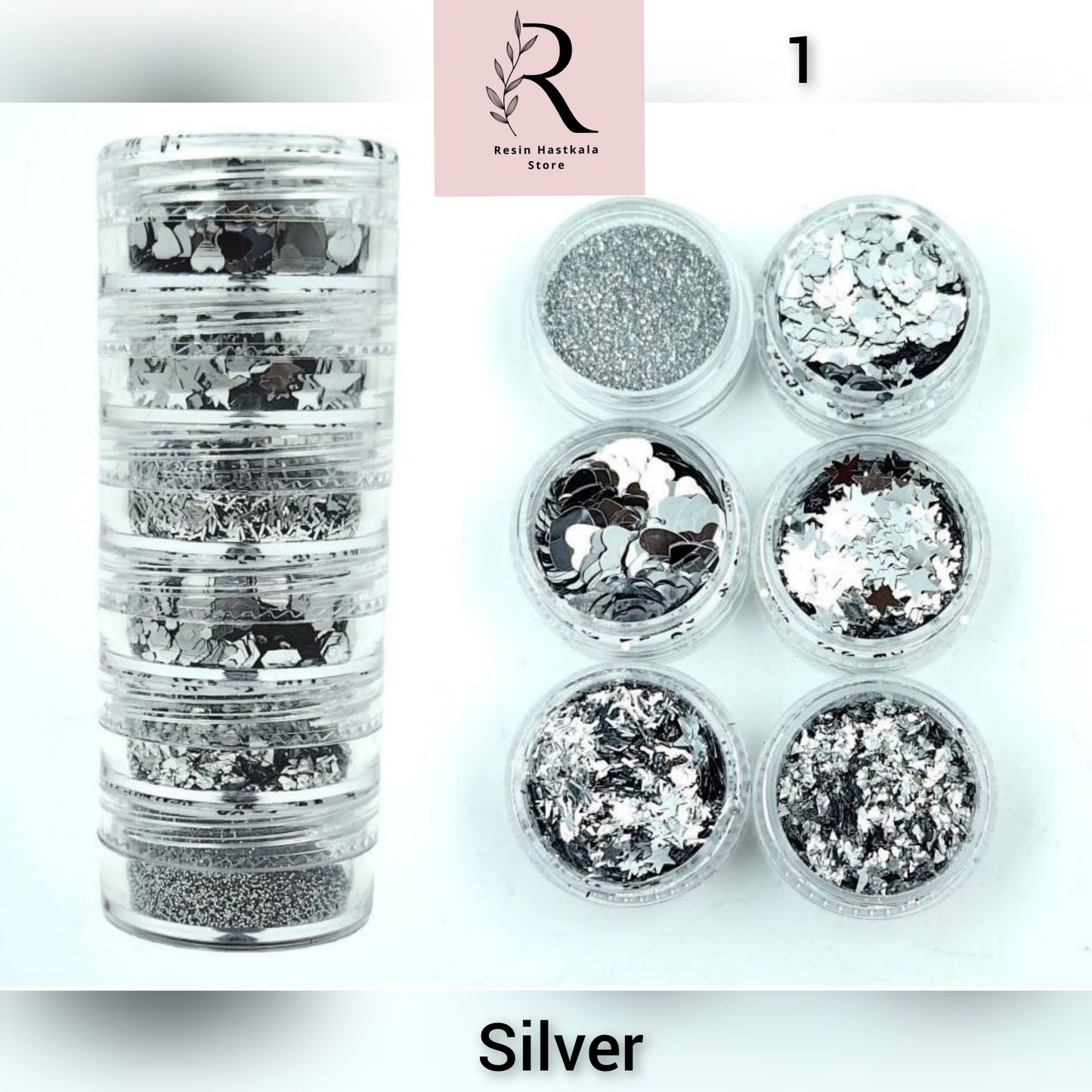 Silver 6 In 1 Glitter & Chunks