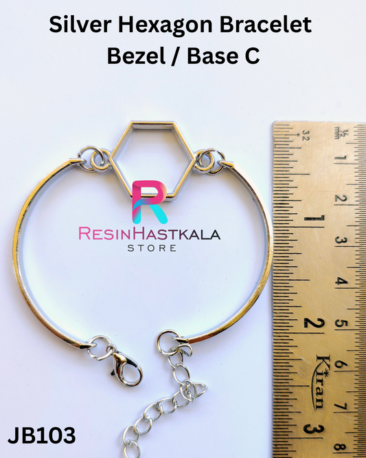 Silver Hexagon Bracelet  Bezel / Base C (imported quality)