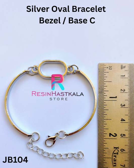Silver Oval Bracelet  Bezel / Base C (imported quality)