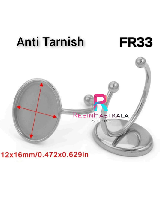 Silver Oval Finger Ring Bezel (12*16 MM) (Anti Tarnish)