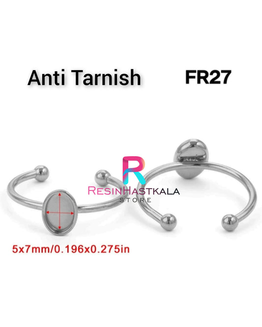 Silver Oval Finger Ring Bezel (5*7 MM) (Anti Tarnish)