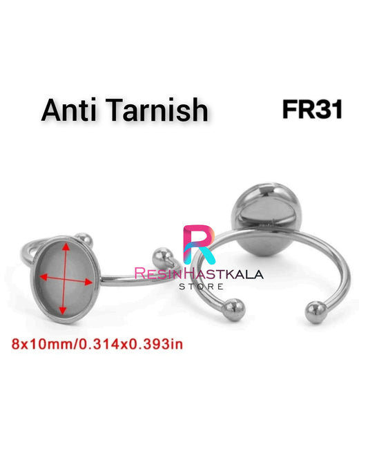 Silver Oval Finger Ring Bezel (8*10 MM) (Anti Tarnish)