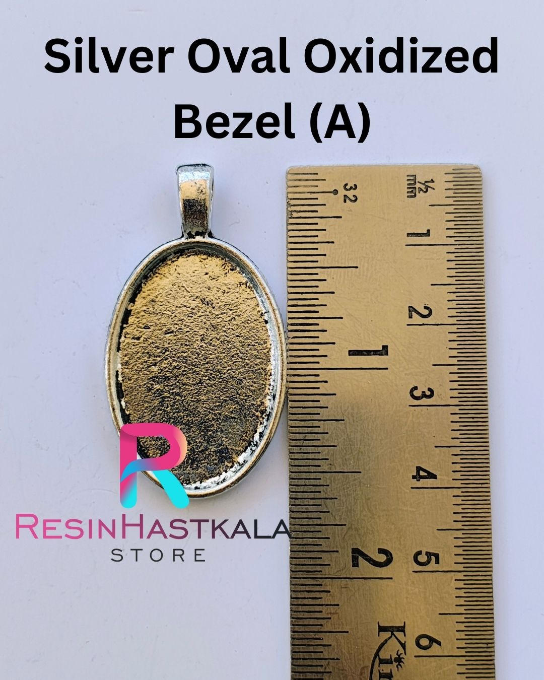 Silver Oval Oxidized Pendant Bezel (A) (3 Piece Set)