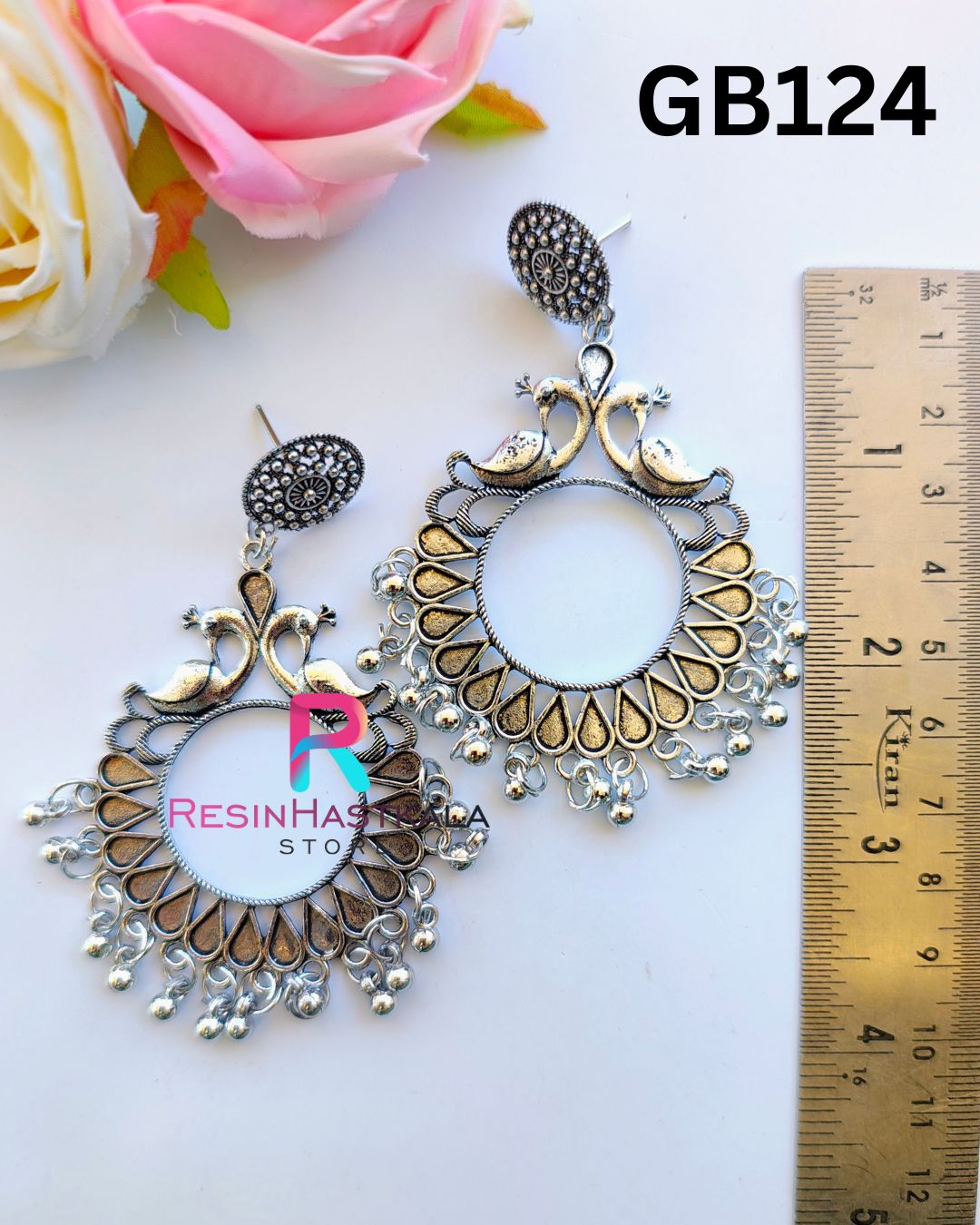 Silver Peacock Earring Bezel / Jumkha (GB124)