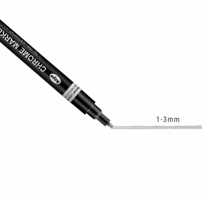 Silver Premium Chrome Permanent Metallic Marker Pen (1–3mm Chisel Tip) – Mirror Finish for Resin Art, DIY Crafts & Metal Touch-Ups