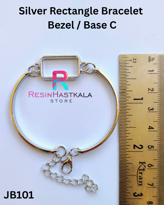Silver Rectangle Bracelet  Bezel / Base C (Imported Quality)