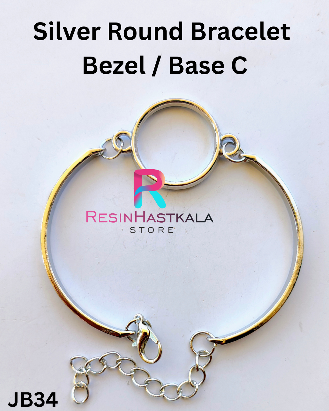 Silver Round Bracelet Bezel / Base C (imported quality)