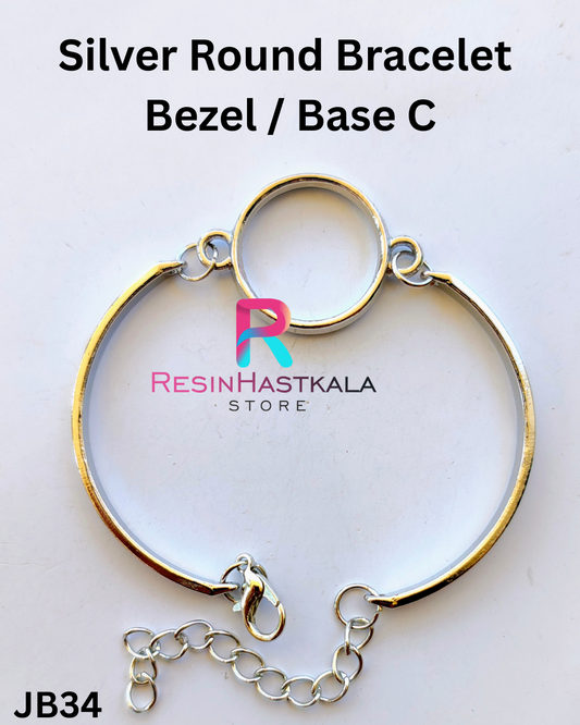 Silver Round Bracelet Bezel / Base C (imported quality)