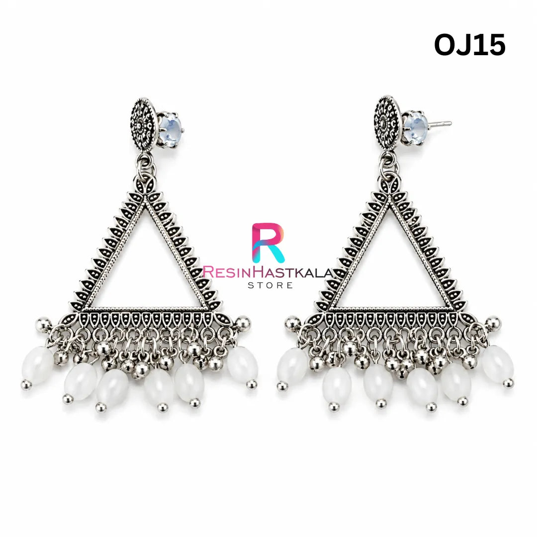 Silver Star Earring Bezel / Jhumka with Beads (OJ15)
