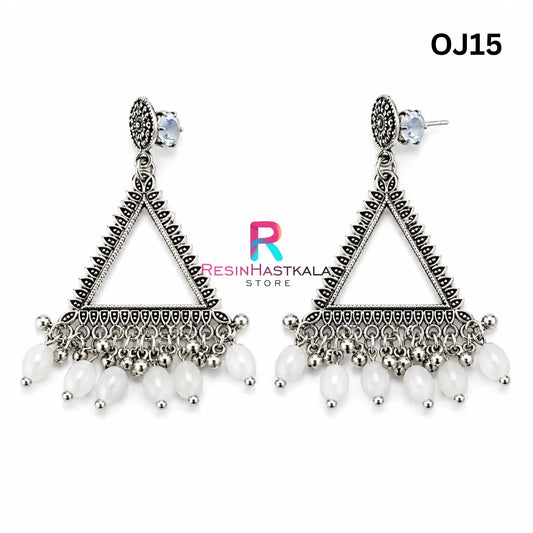Silver Star Earring Bezel / Jhumka with Beads (OJ15)