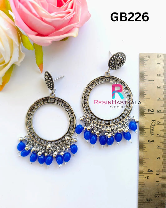 Silver Round Earring Bezel / Jumkha With Beads (GB226)