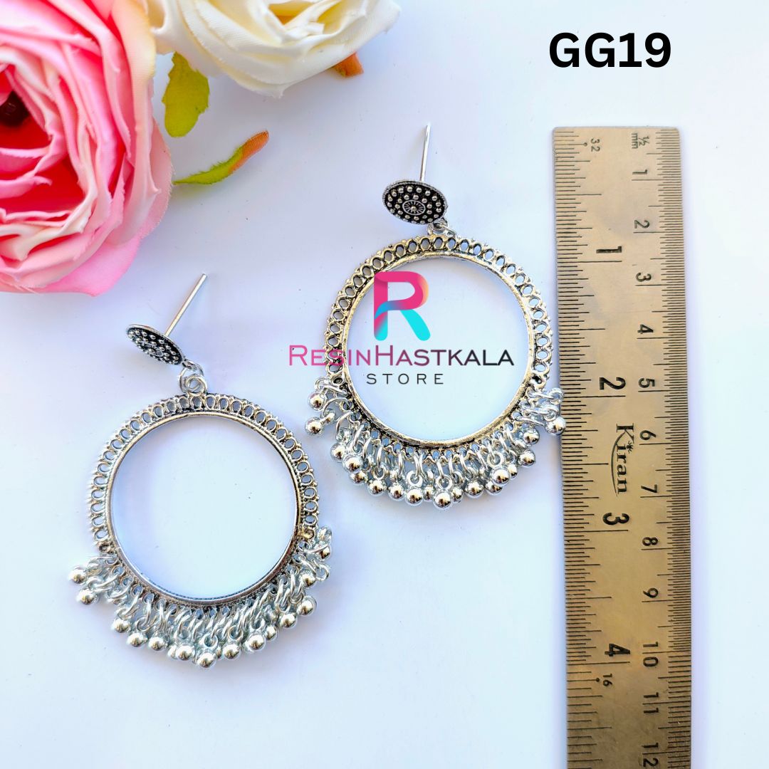 Silver Round Earring Bezel/Jumkha (GG19)