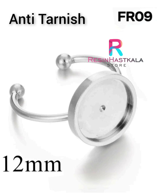 Silver Round Finger Ring Bezel (12 MM) (Anti Tarnish)
