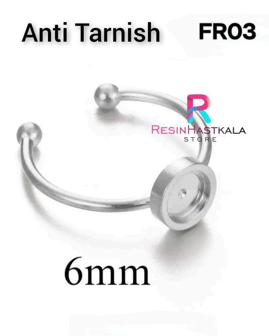 Silver Round Finger Ring Bezel (6 MM) (Anti Tarnish) (FR03)