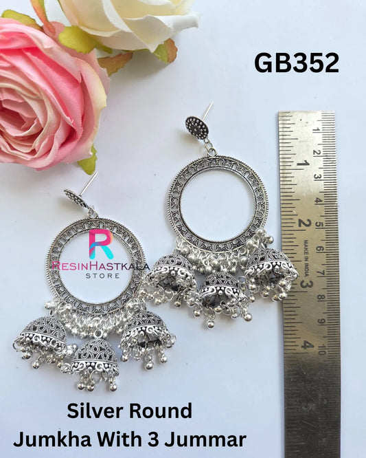 Silver Round Jumkha With 3 Jummar (GB352)