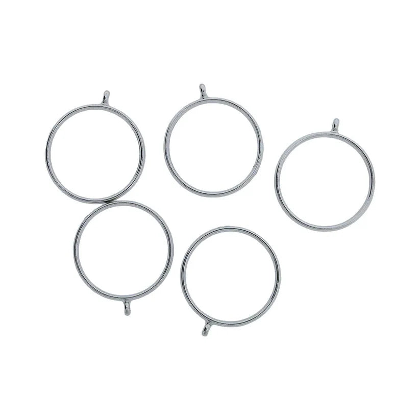 Silver Round Pendant Bezel (5 Pieces) (BZ188) – 32 × 26.9 mm