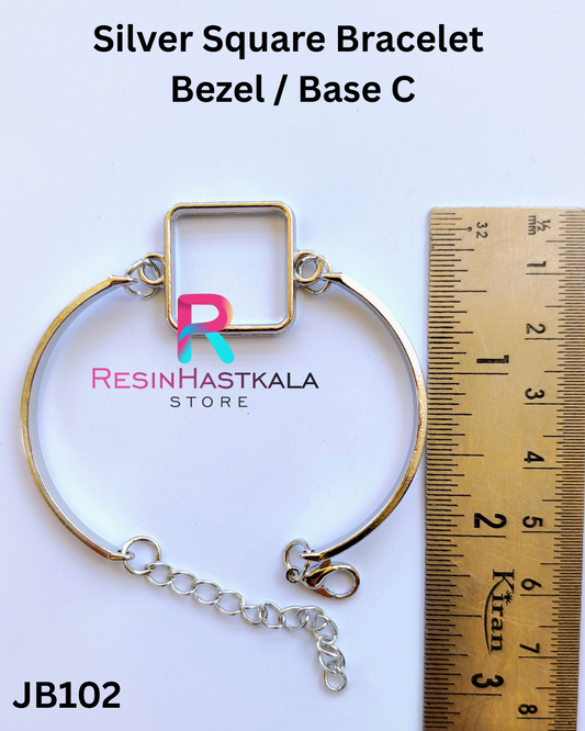 Silver Square Bracelet  Bezel / Base C (Imported Quality)