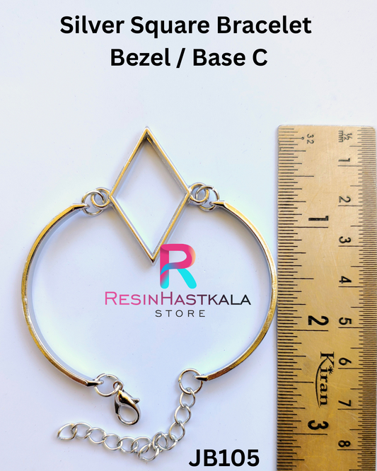 Silver Square Bracelet  Bezel / Base C (imported quality)