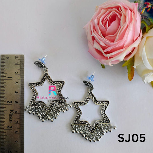 Silver Star Earring Bezel/Jumkha (SJ05)