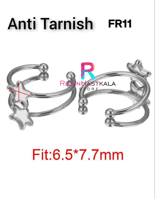 Silver Star Finger Ring Bezel (6.5*7.7 MM) (Anti Tarnish)