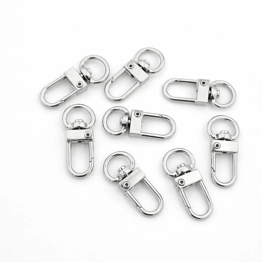 Silver Swivel Lobster Clasp Hook with Key Ring for Bags & Keychains