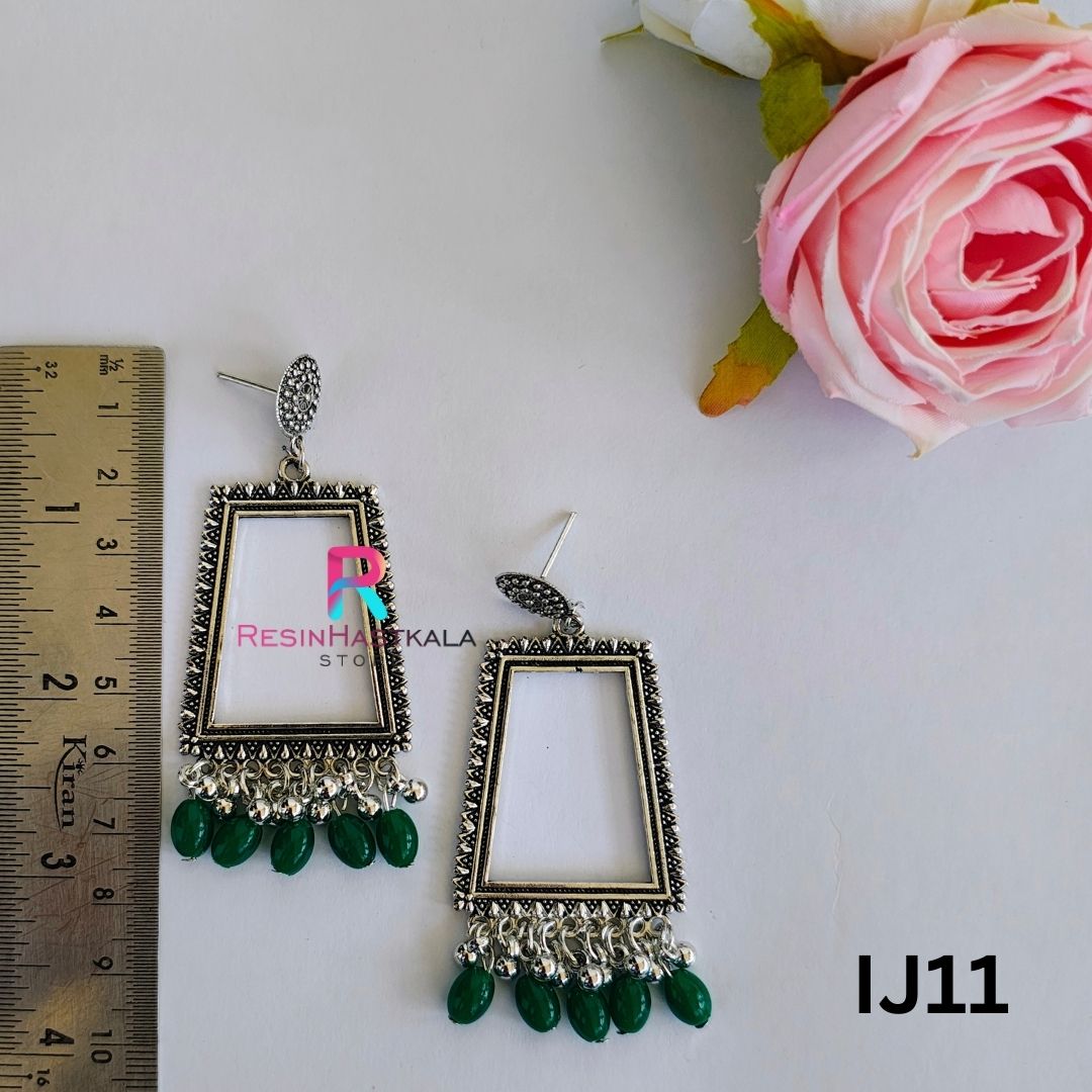 Silver Earring Bezel/Jumkha With Beads (IJ11)