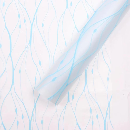 Sky Blue Vine Pattern Bouquet Wrapping Paper – 5 Sheets for Flower Bouquets, Pipe Cleaner Flowers & Gift Packing