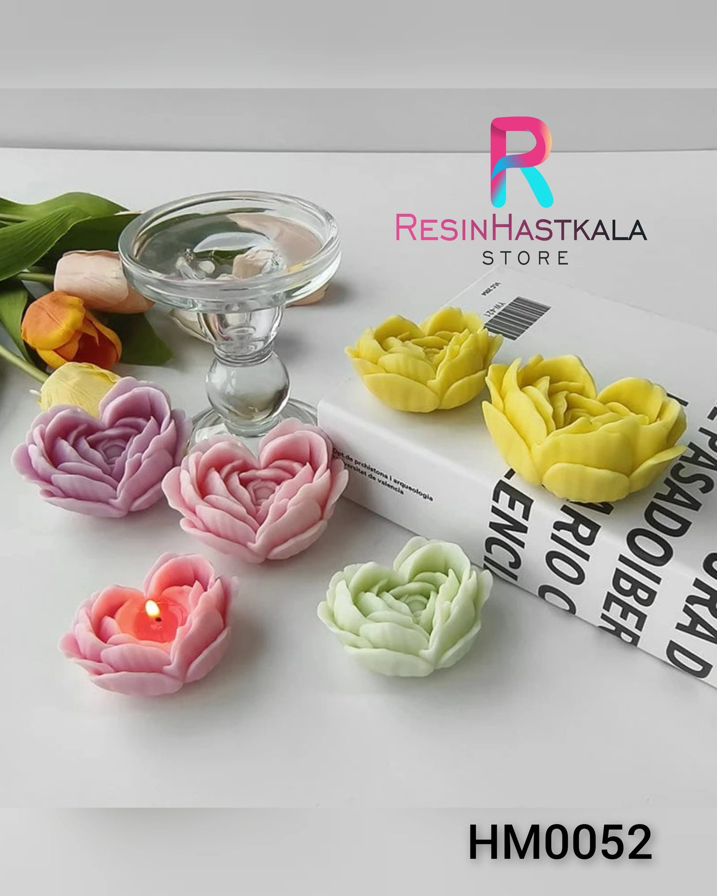 Small 3D Flower Heart Candle Handmade Mould