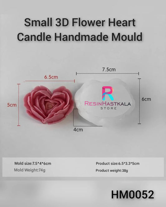 Small 3D Flower Heart Candle Handmade Mould