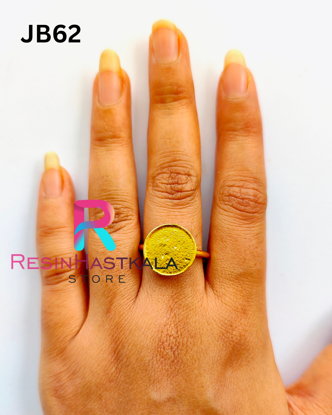 Small Golden Round Finger Ring Bezel (Indian Quality) (JB62)