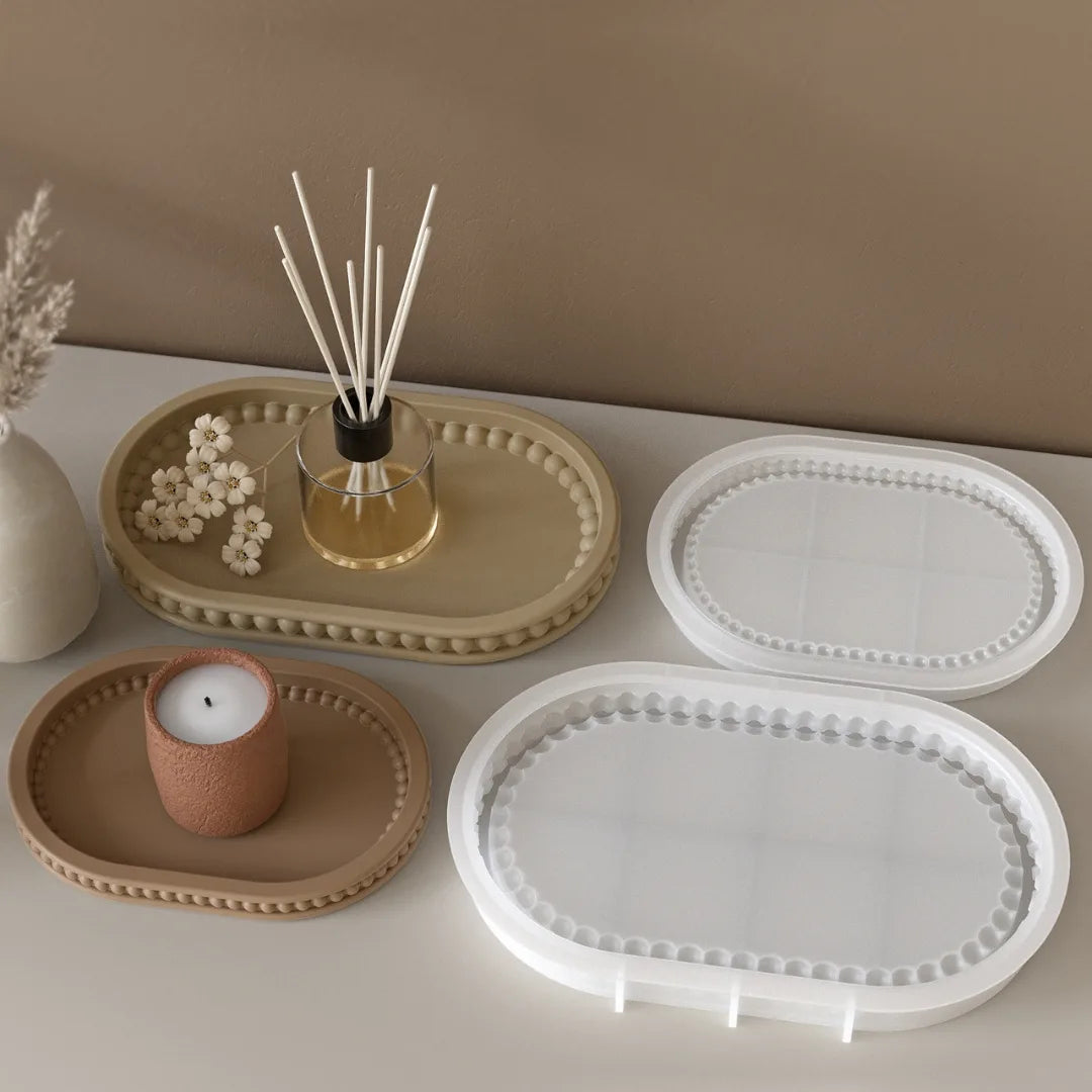 Small Oval Beaded Edge Tray Mould for Resin & Jesmonite (6.4 Inch)