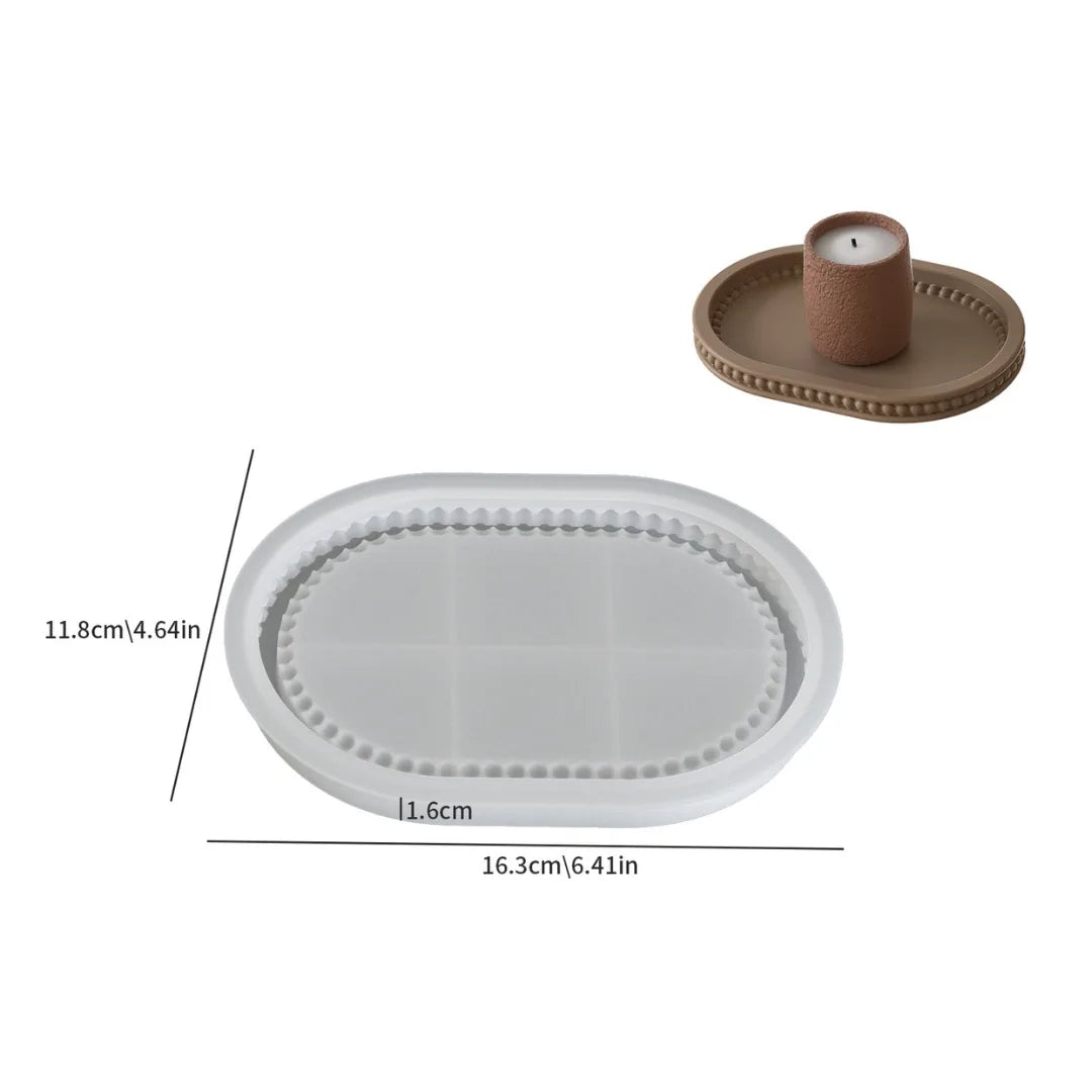 Small Oval Beaded Edge Tray Mould for Resin & Jesmonite (6.4 Inch)