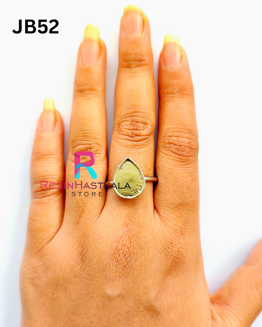 Small Silver Drop Finger Ring Bezel (Indian Quality) (JB52)