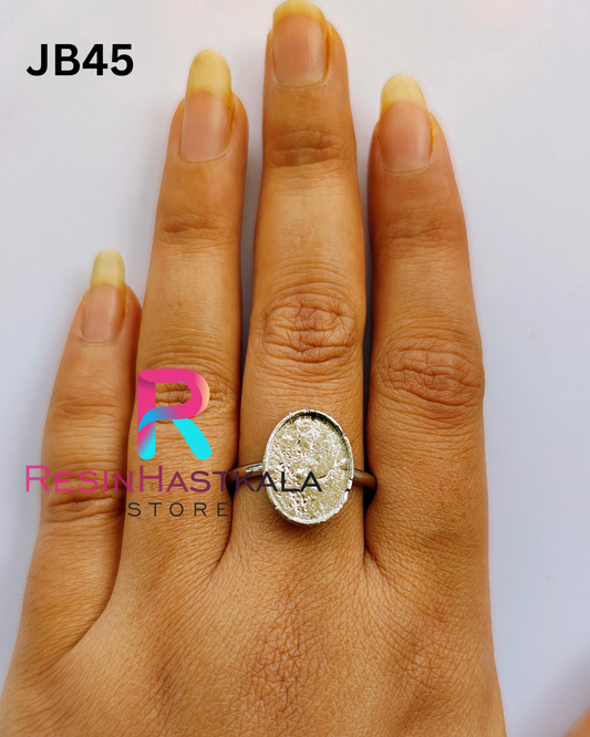 Small Silver Oval Finger Ring Bezel (Indian Quality) (JB45)