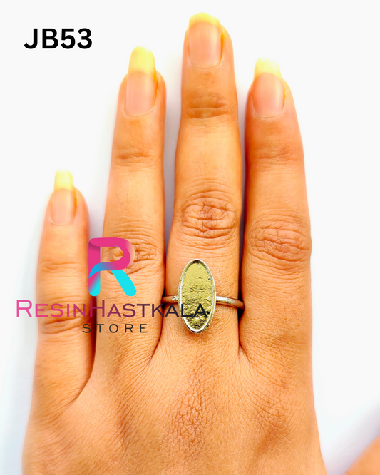 Small Silver Oval Finger Ring Bezel (Indian Quality) (JB53)