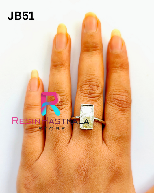 Small Silver Rectangle Finger Ring Bezel (Indian Quality) (JB51)