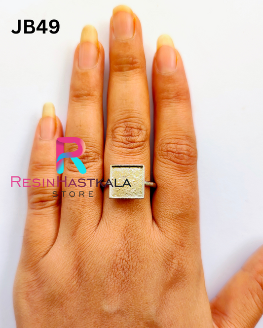 Small Silver Square Finger Ring Bezel (Indian Quality) (JB49)