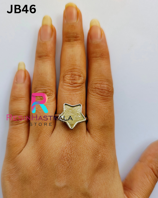 Small Silver Star Finger Ring Bezel (Indian Quality) (JB46)