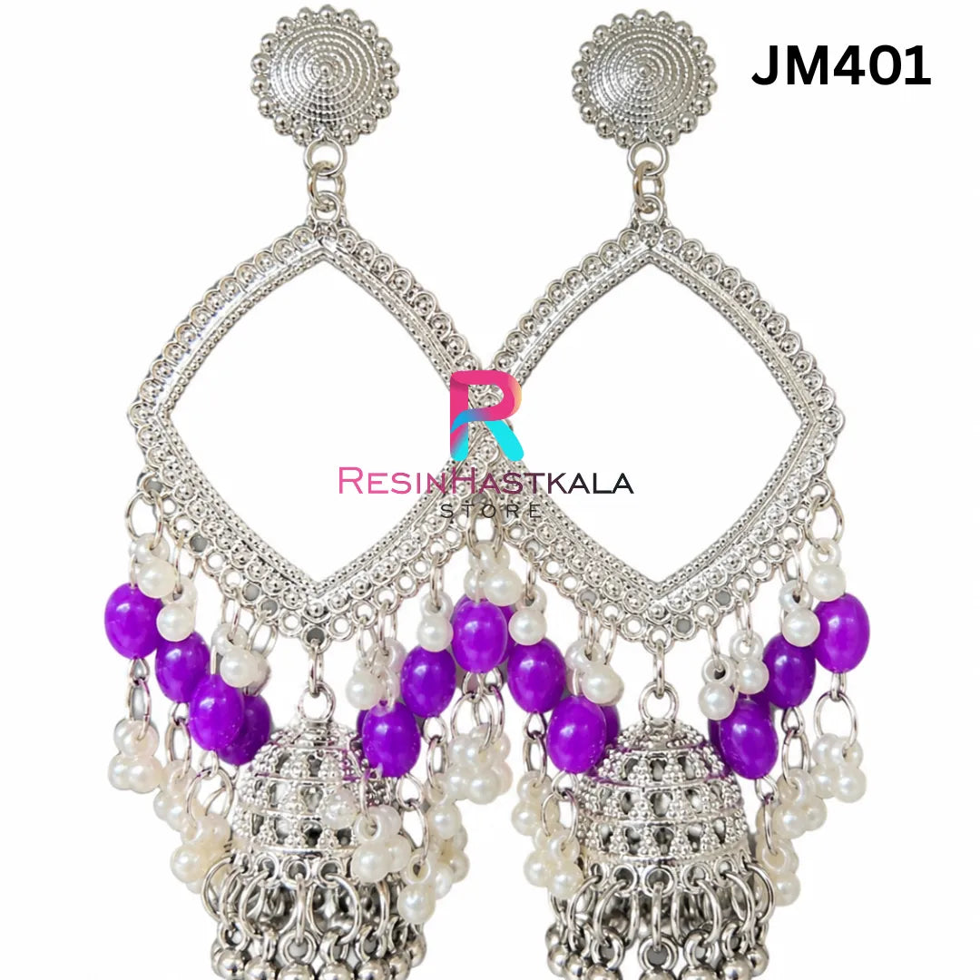 Square Chandbali Earring Bezel / Jhumka Bezel with Jumar & Beads (JM401)