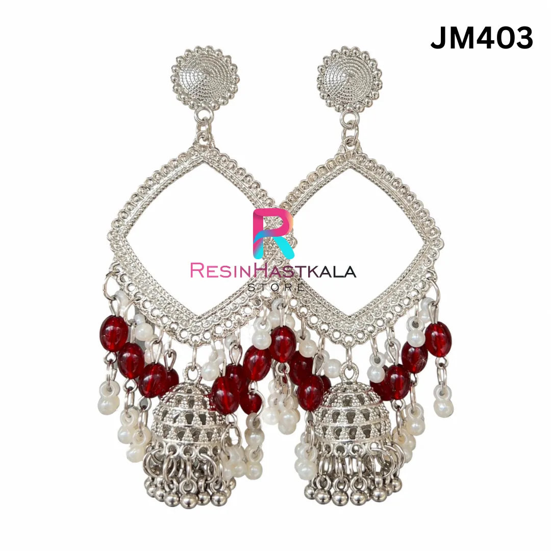 Square Chandbali Earring Bezel / Jhumka Bezel with Jumar & Beads (JM403)