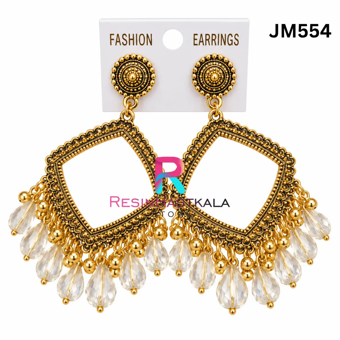 Square Gold Bezel / Jhumka Bezel with Beads (JM554)