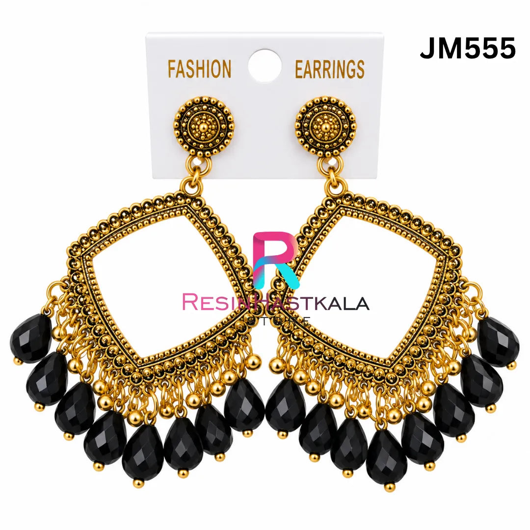Square Gold Bezel / Jhumka Bezel with Beads (JM555)