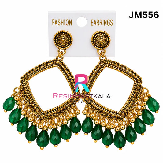 Square Gold Bezel / Jhumka Bezel with Beads (JM556)