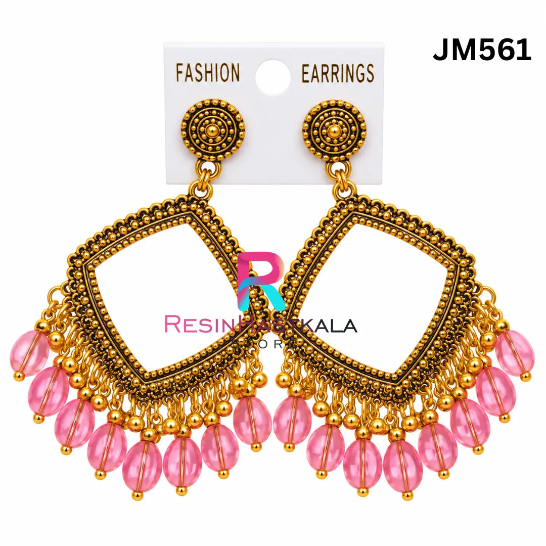 Square Gold Bezel / Jhumka Bezel with Beads (JM561)